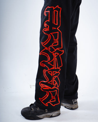 Pantalón Negro Red Lettering