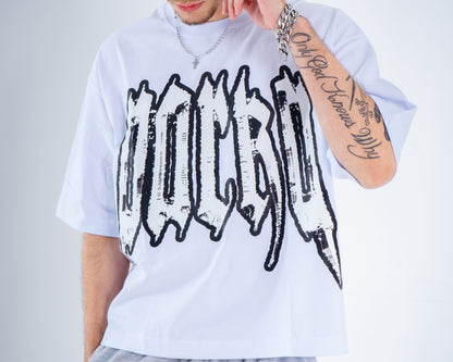 Camiseta Boxy Fit Blanca White Lettering PARKA - Vista frontal