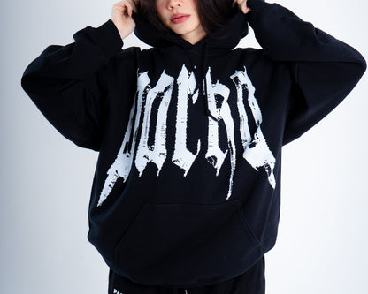 Hoodie PARKA Black & White - Vista frontal, buzo 100% algodón